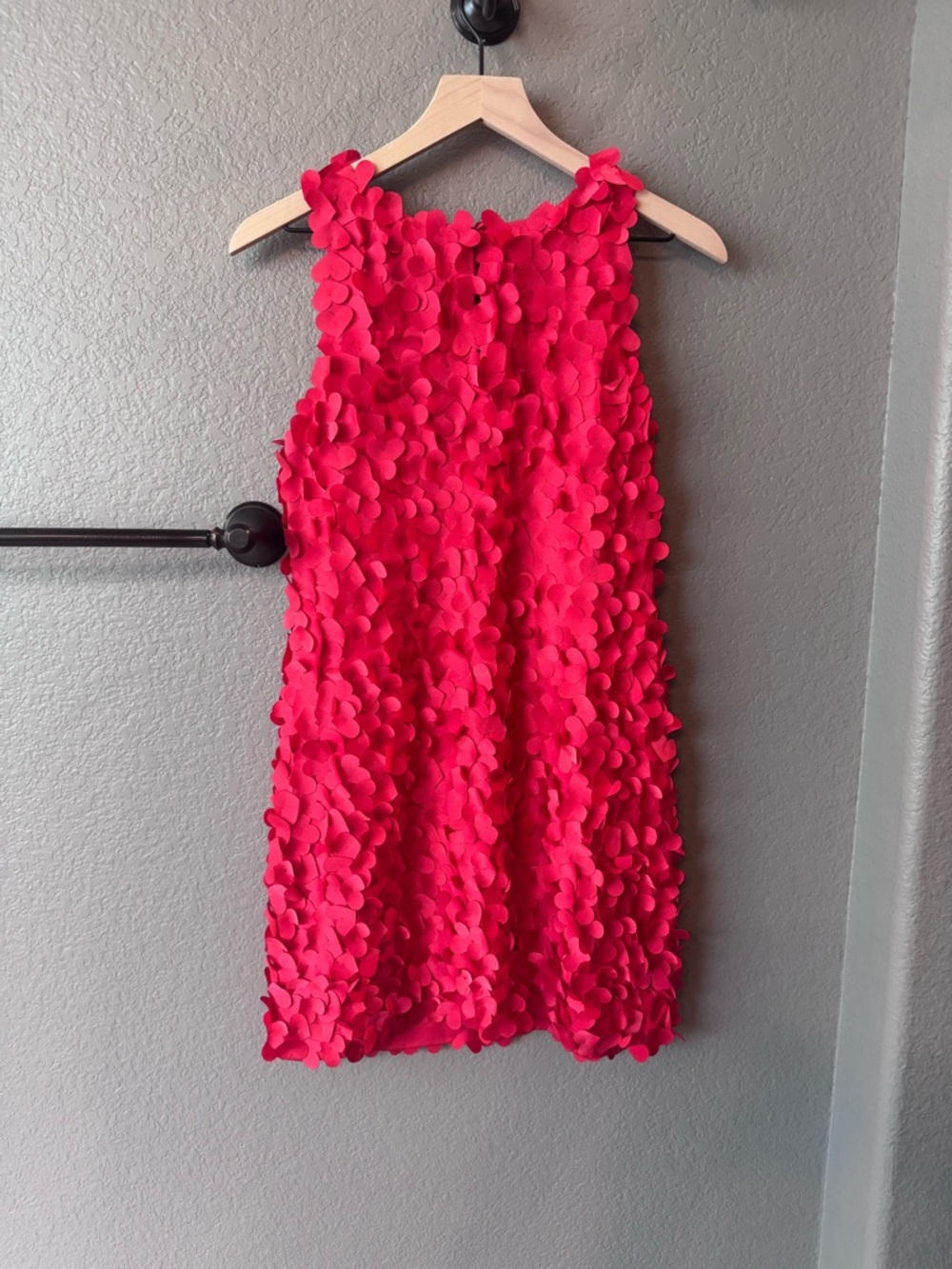 BCBGMaxAzria Red Sleeveless Heart Appliqué 3D Dress Size 0 Artsy Valentines - Picture 3 of 10